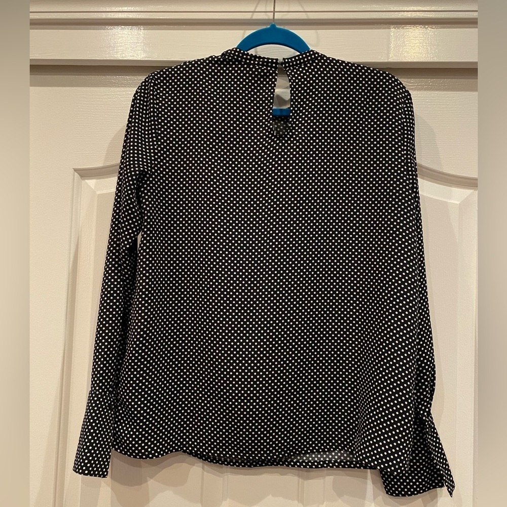 H&M polka dot ruffled long sleeve shirt black and white size 8 - Picture 2 of 6